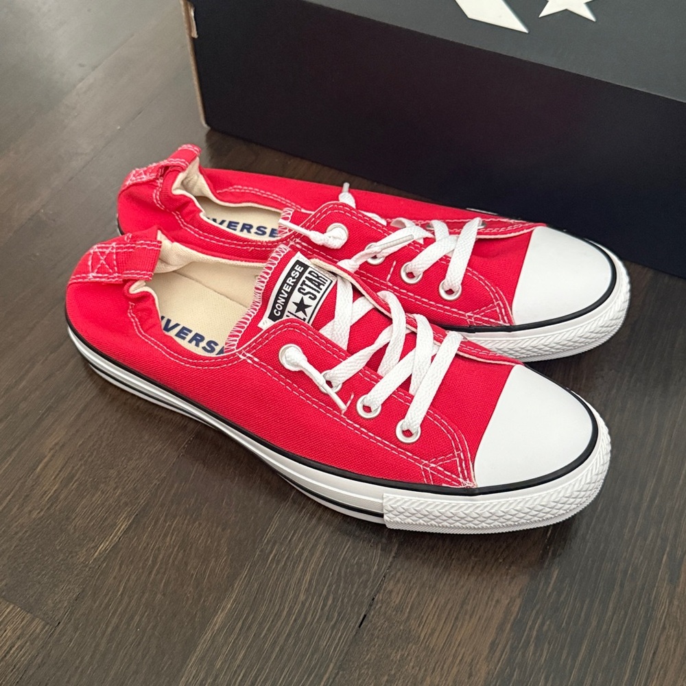 Converse Red Canvas Sneakers with White Accents